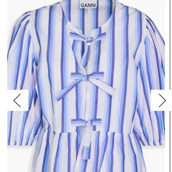 Ganni | Tops | Ganni Striped Dress With Bow Details | Poshmark